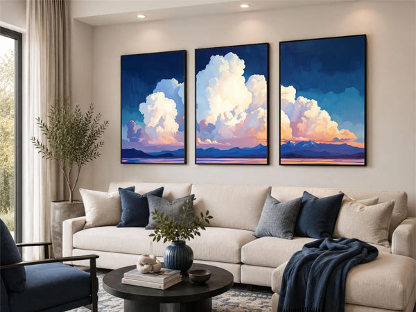 Storm Cloud Wall Art – Set of 3 Framed Prints.