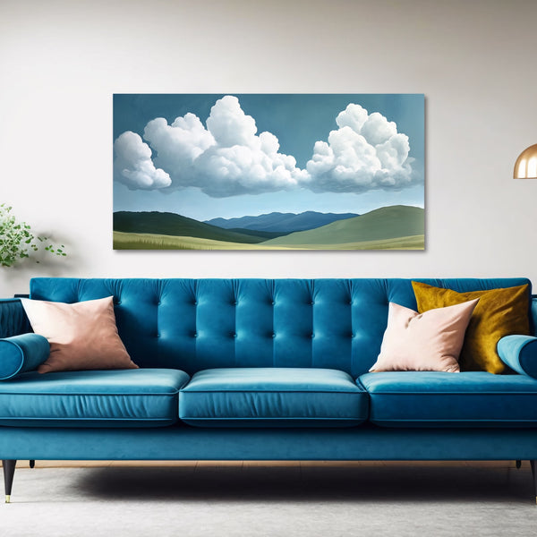Horizontal Framed Nature Artwork and Blue and Green.