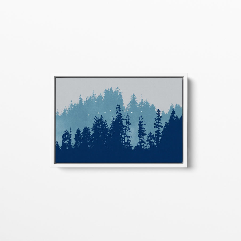 A large minimalist forest landscape in soft colors.