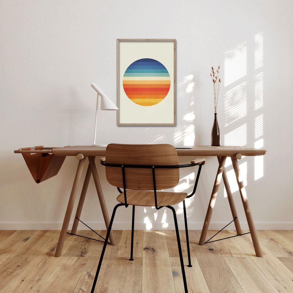 Large mid century modern abstract wall art  in Rainbow Colors.