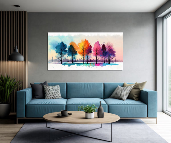 An oversized abstract watercolor artwork in vibrant colors.