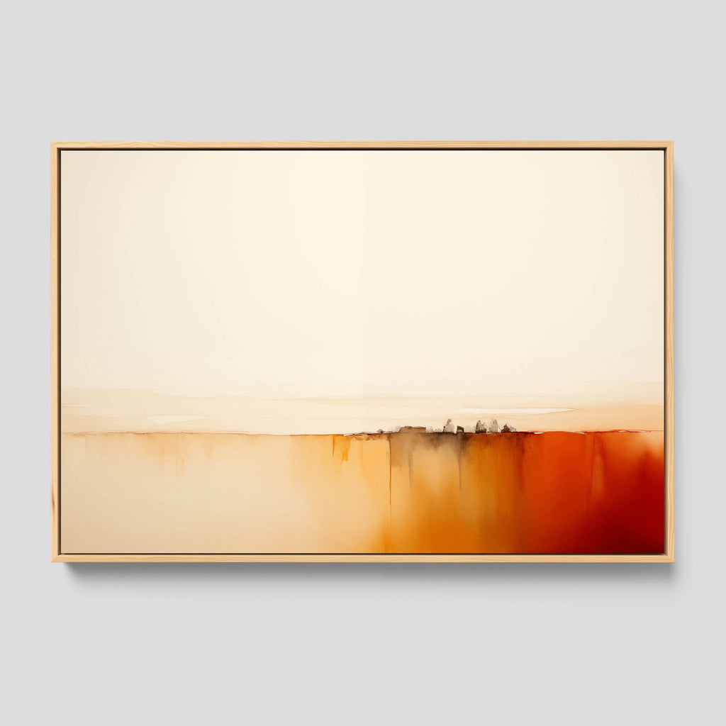 A contemporary abstract artwork in red and beige.