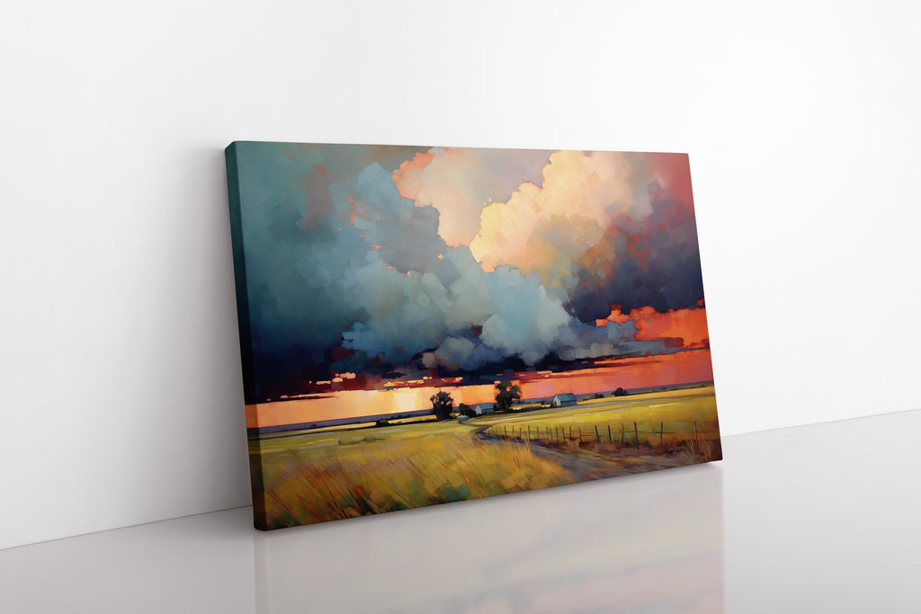 A vibrant country wall art on gallery stretched canvas.