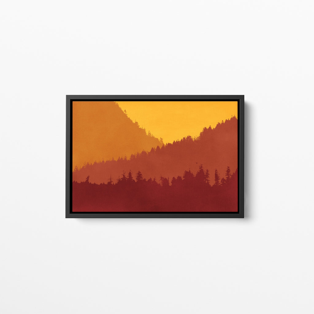 Sunset in the mountains nature canvas artwork. 