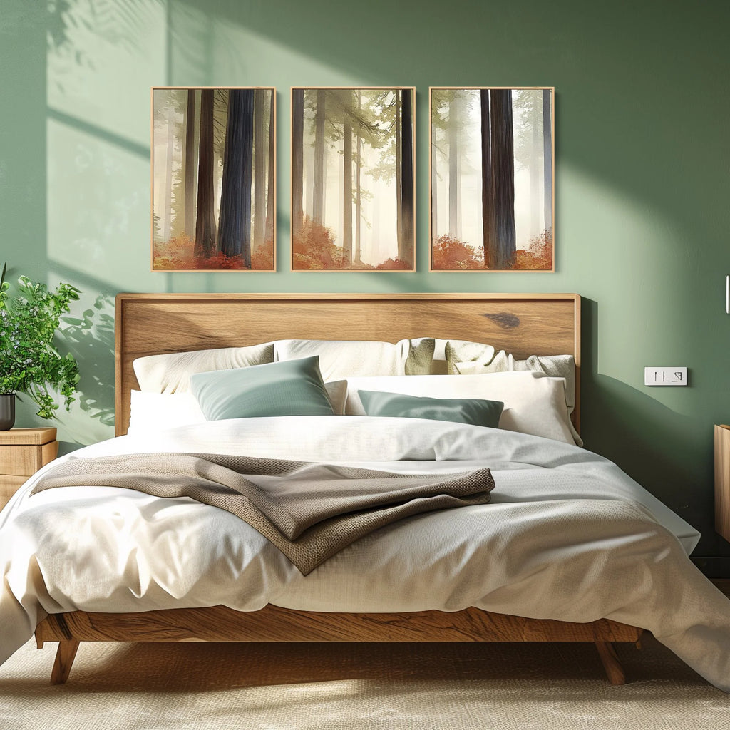 3 piece California Nature Wall Decor Featuring Redwood Forest.