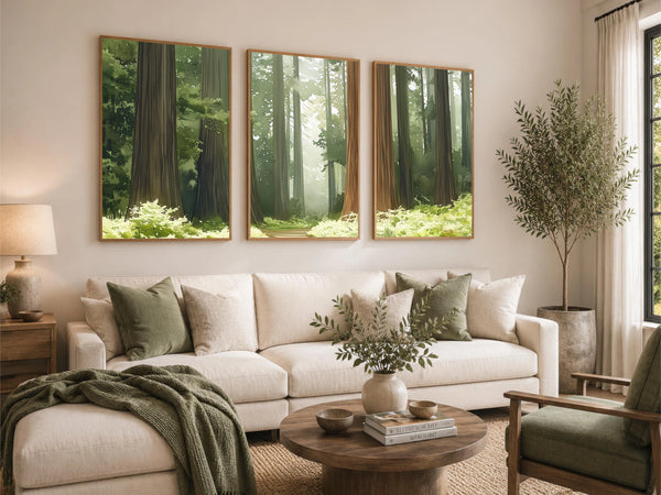 3 piece forest landscape artwork set.
