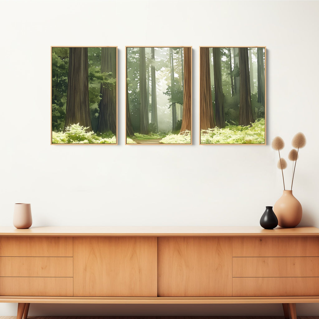 3 piece forest landscape artwork set.