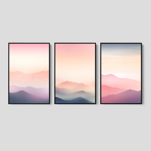 Modern Abstract Pastel Nature Canvas Art Set.