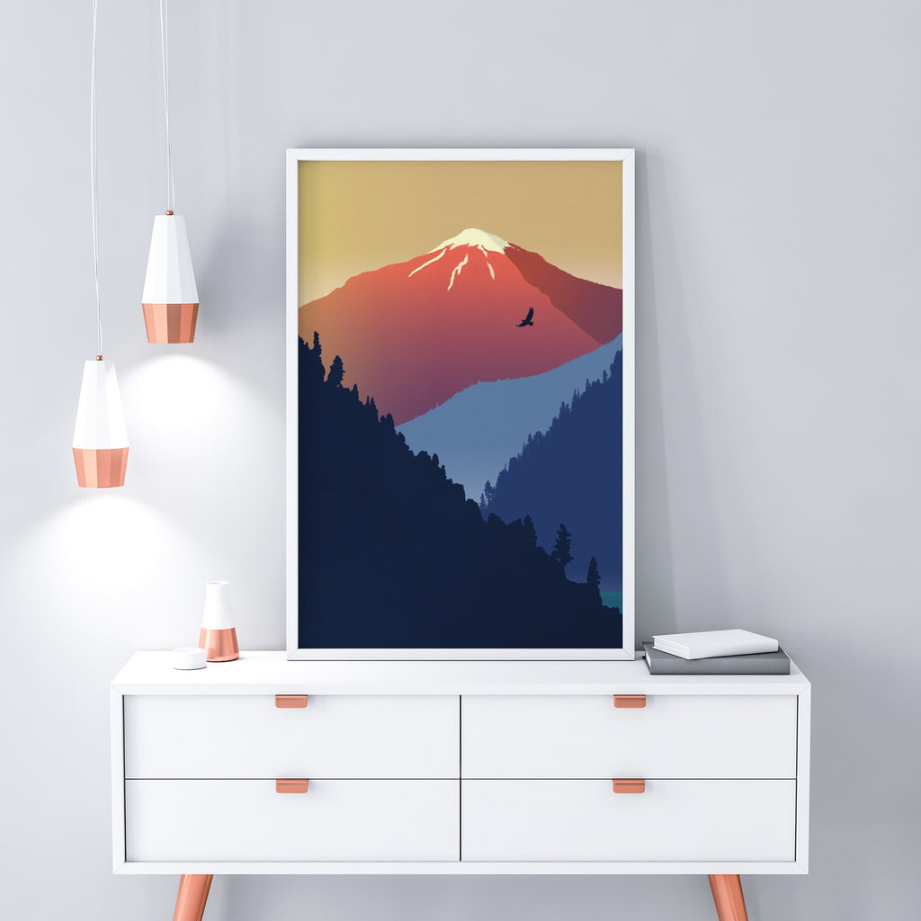 Simplistic national park nature artwork framed.