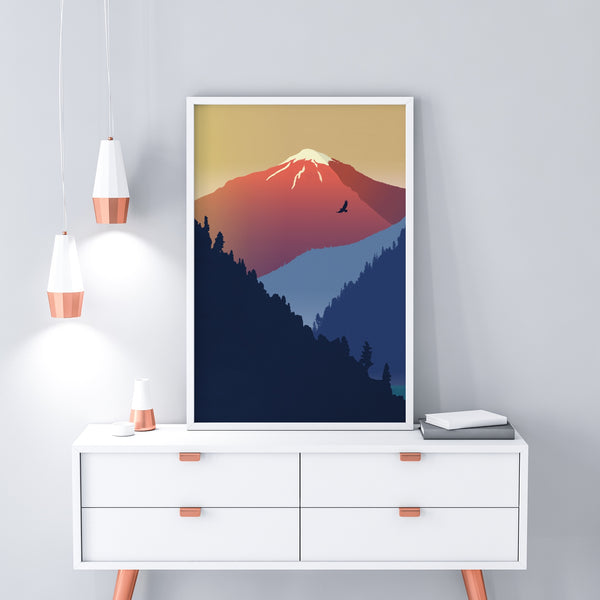 Simplistic national park nature artwork framed.