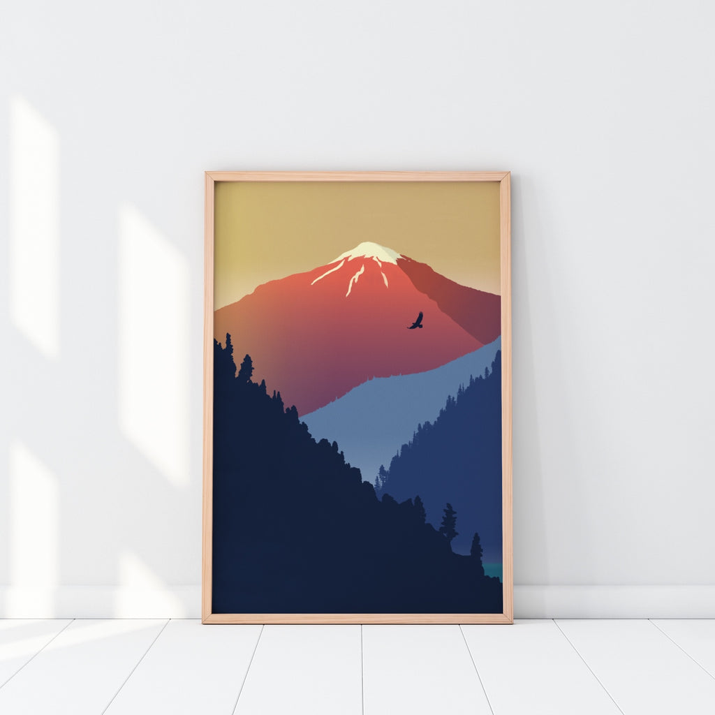 Minimalist Rising Wolf Mountain Landscape Wall Art