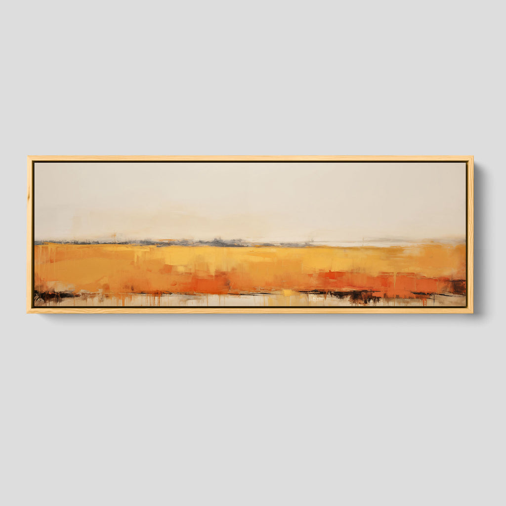 An extra wide minimal abstract landscape art on stretched canvas.