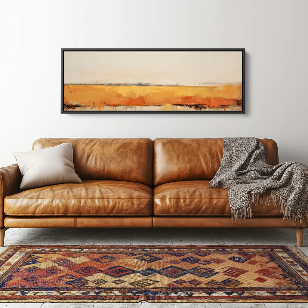 A Horizontal Contemporary Wall Decor in Warm Neutral Tones.