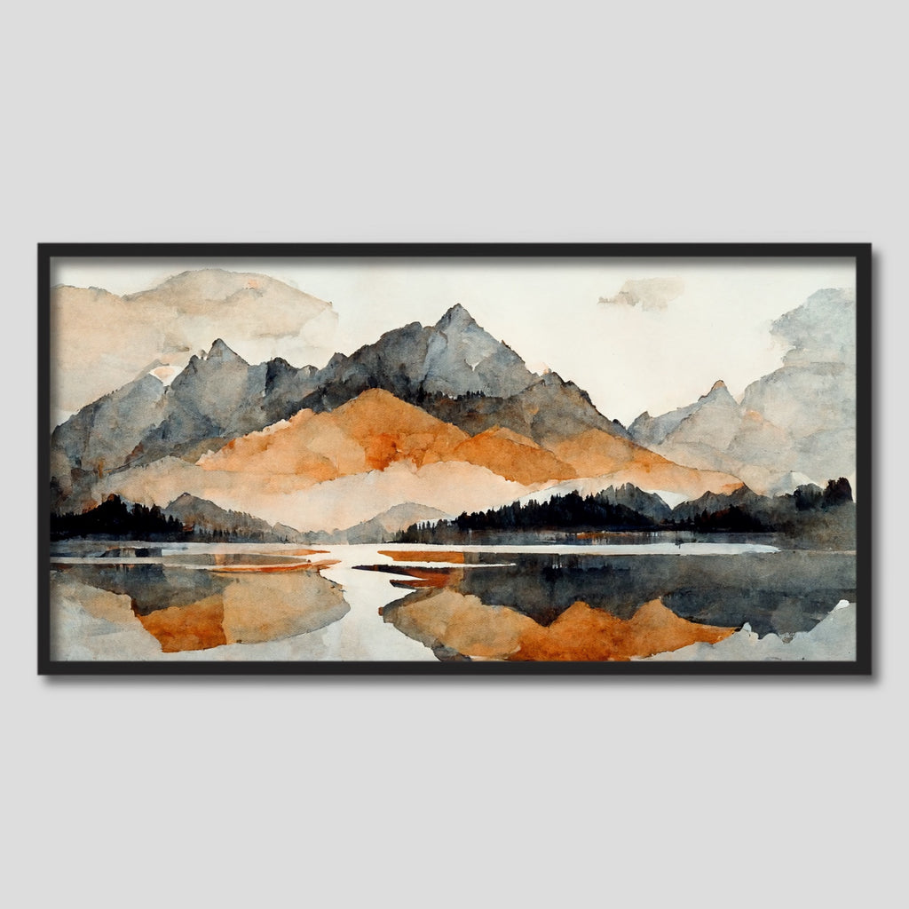 Neutral Watercolor Landscape Art Print in Terracotta.