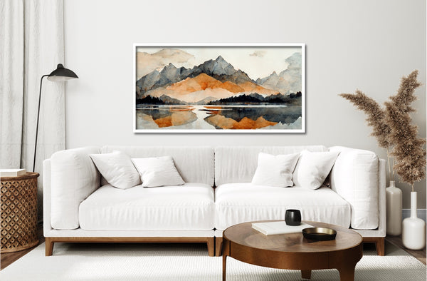 An extra large neutral nature artwork on stretched canvas.
