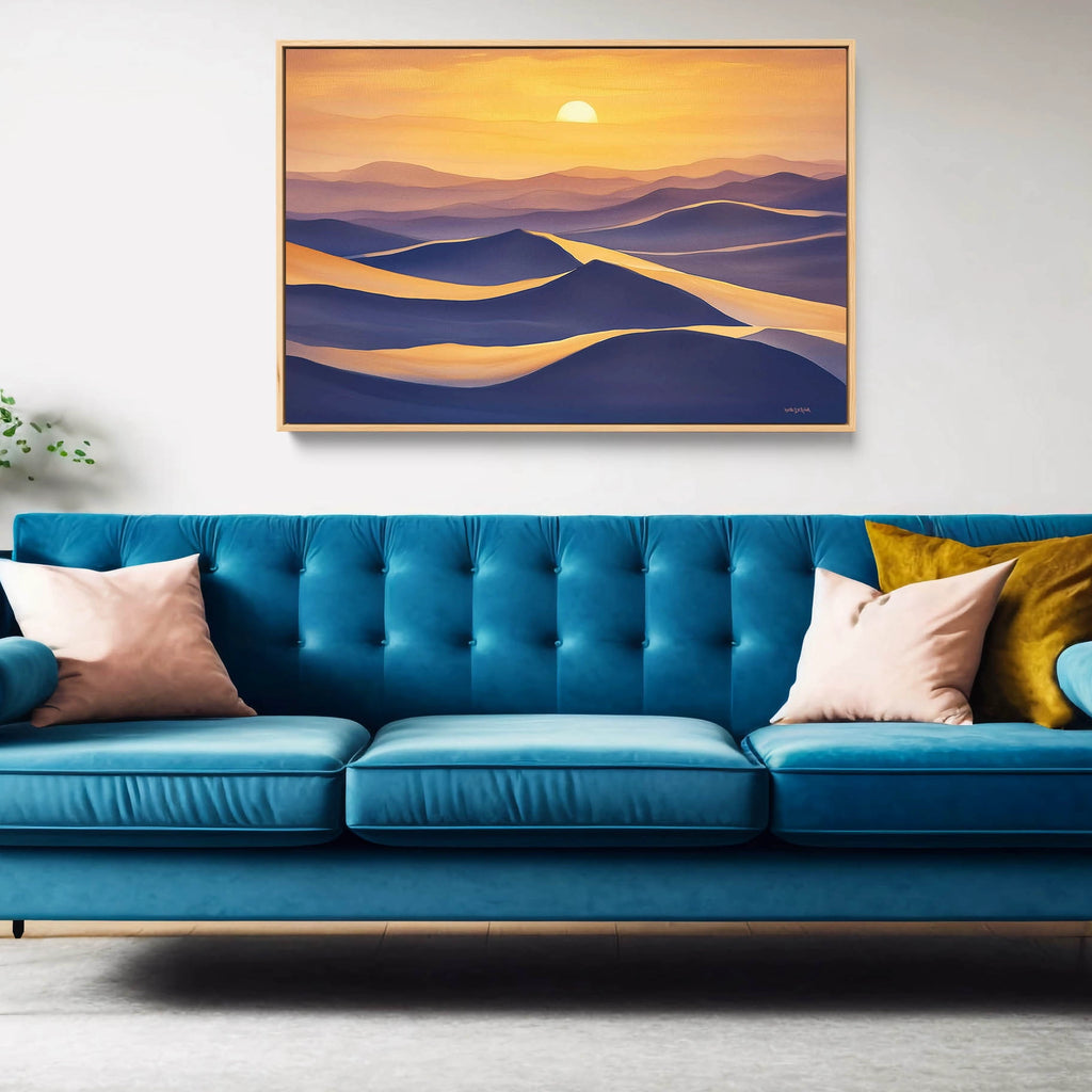 A Minimal Desert Landscape Print in Soft Warm Tones.