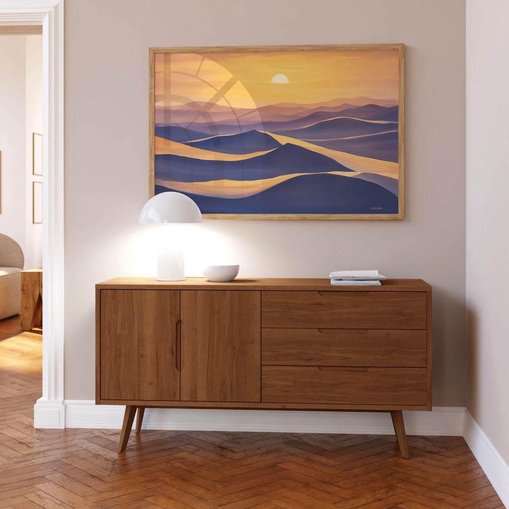 A minimalist scenery landscape art featuring sand dunes.