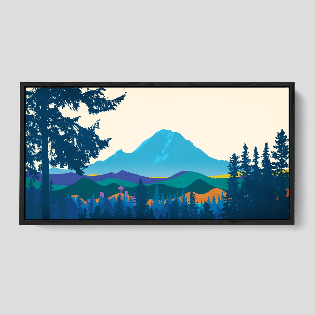 Extra large Seattle, Washington landscape wall art print, framed or unframed.