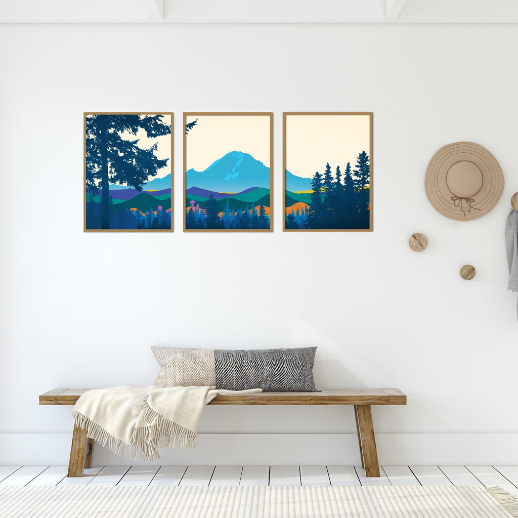 3 Piece best-selling Mt Rainier nature wall art set.