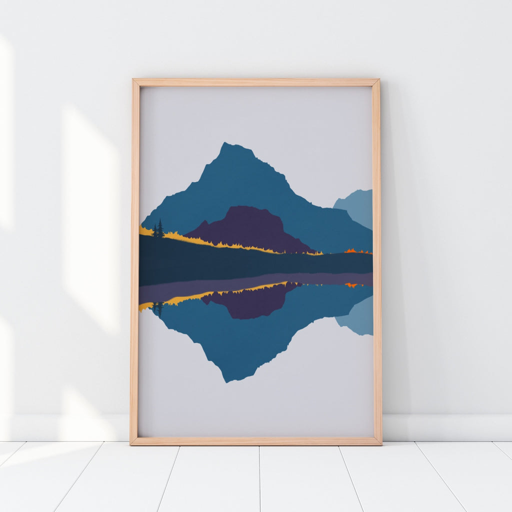 Modern Sierra Nevada Landscape Art Print Framed.
