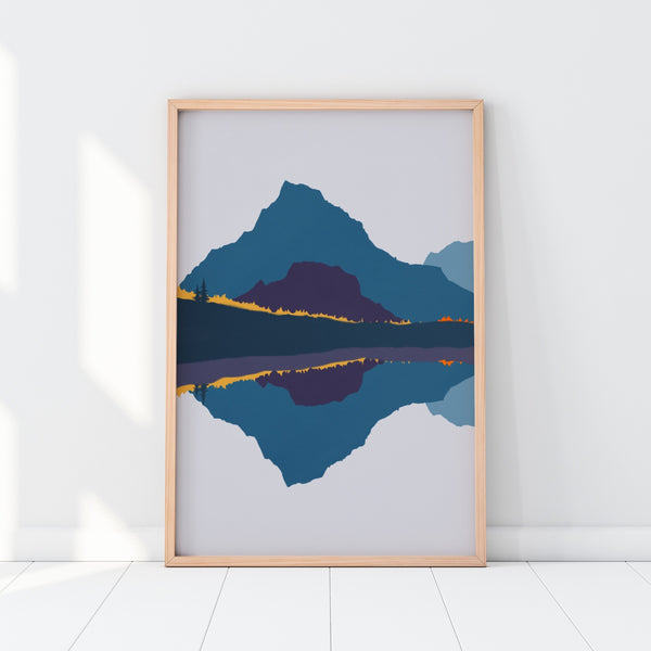 Modern Sierra Nevada Landscape Art Print Framed.