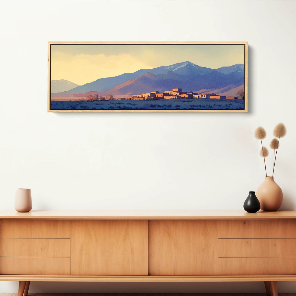 Taos Pueblo Art Print on Stretched Canvas