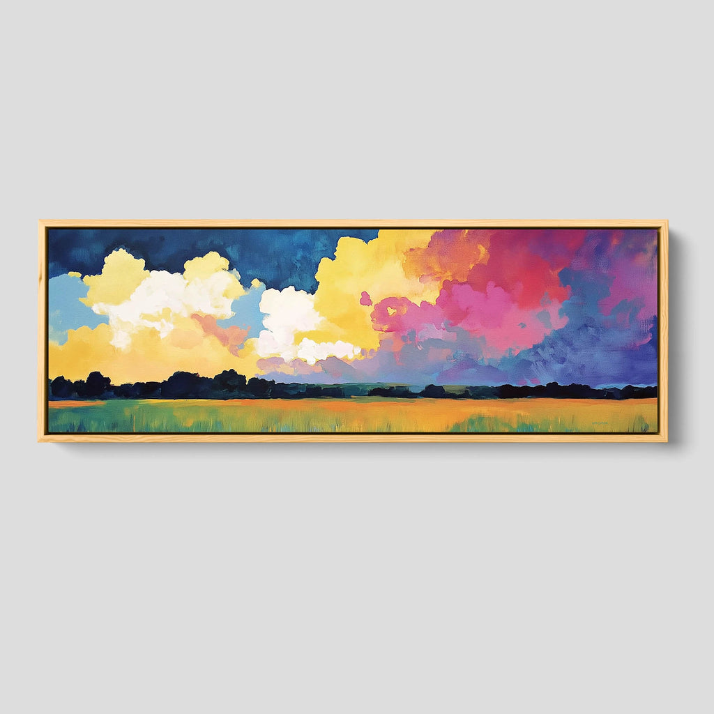 A modern western landscape in vibrant colors.