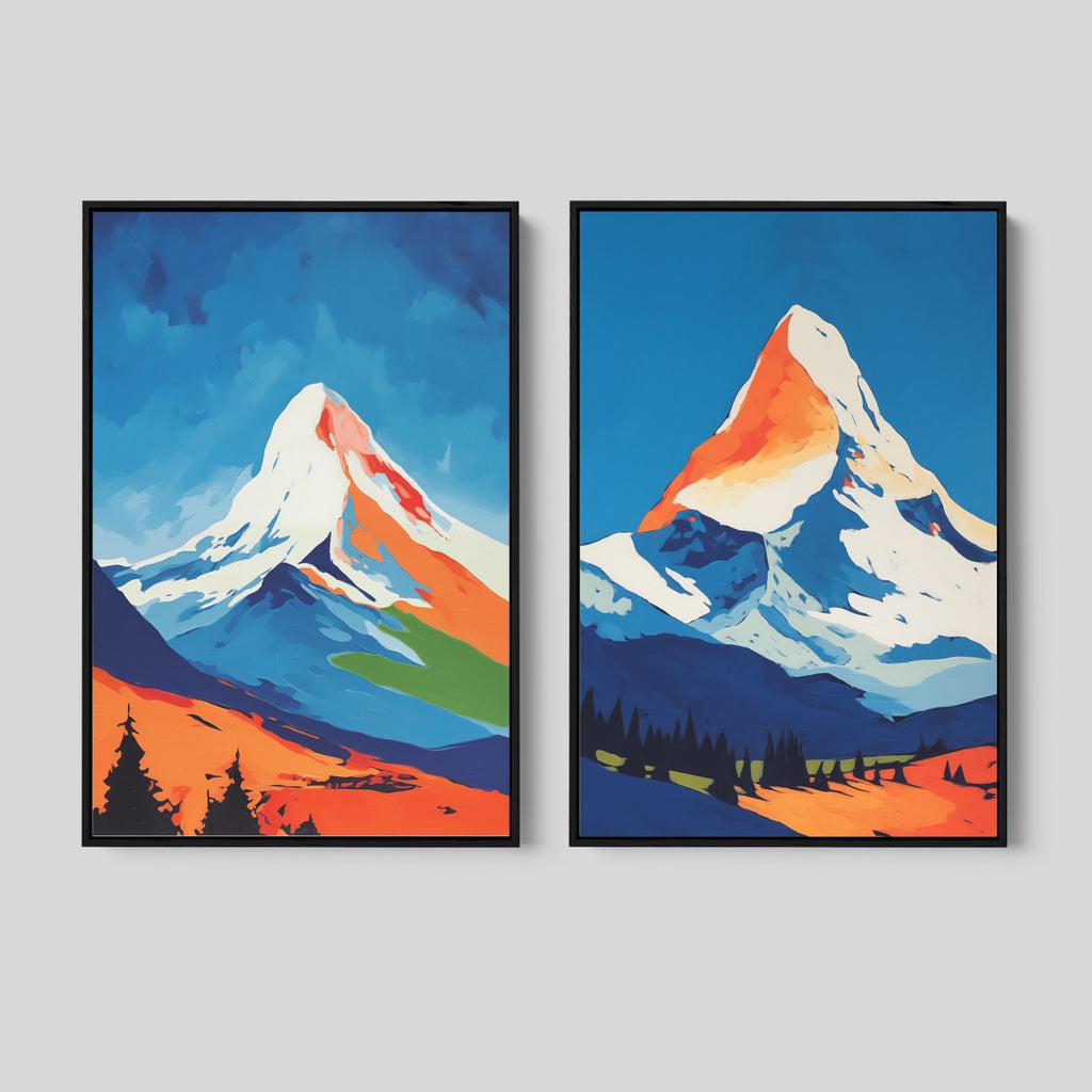 Bold Abstract Mountain Canvas Art Set.