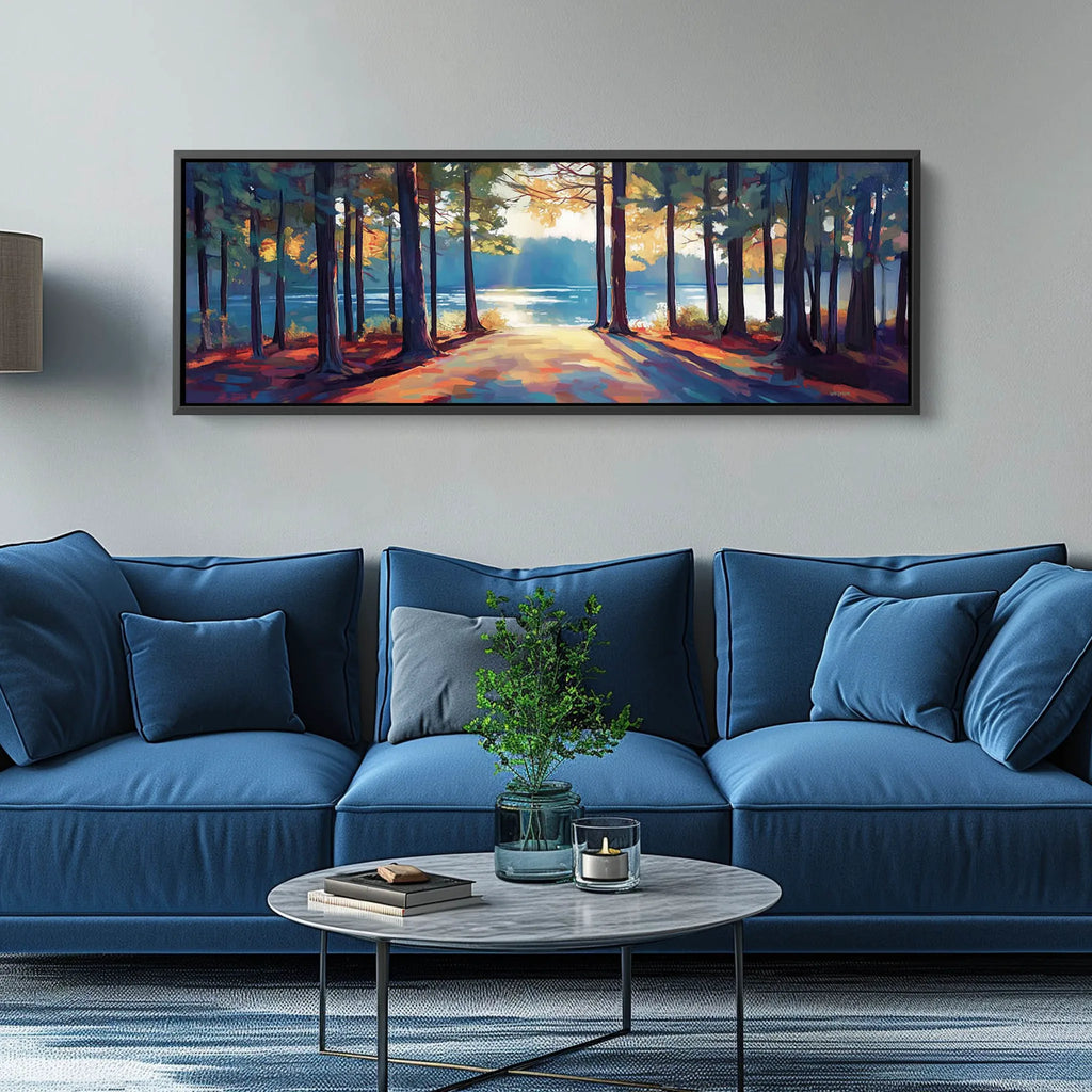 An extra wide fall scenery canvas home decor.