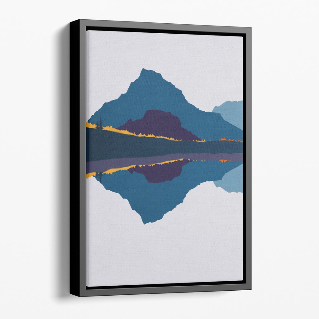 A minimalist abstract landscape featuring Thousand Islands Lake, Sierra Nevada, California. 