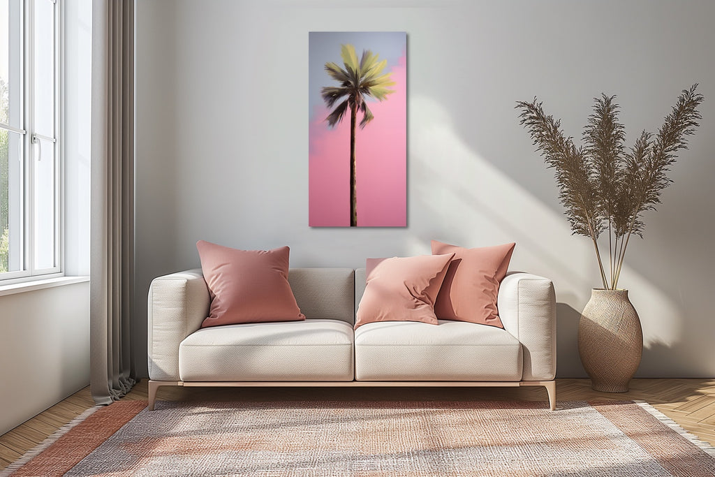 A long mid century inspired palm tree wall art.