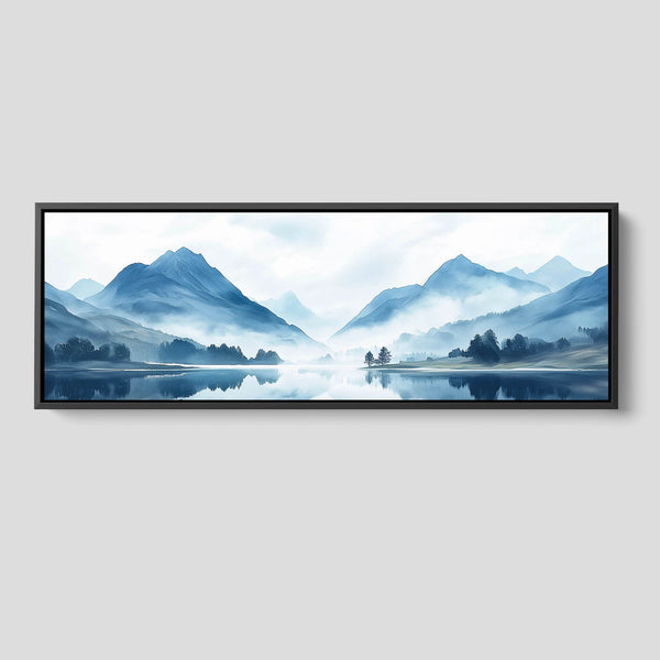 A Watercolor Mountain Artwork in Shades of Blue.