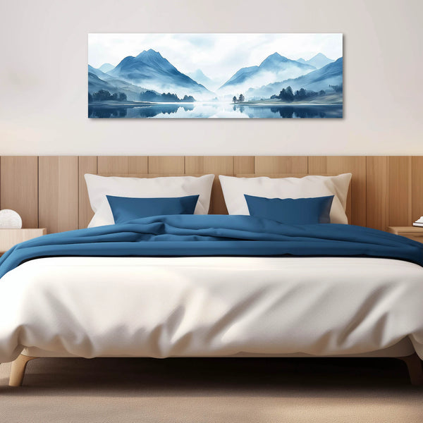 An extra long Peaceful Lake Scene wall art.