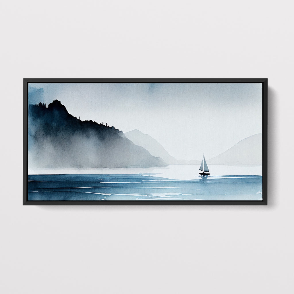 A Watercolor Seascape Artwork in Soft Blues.
