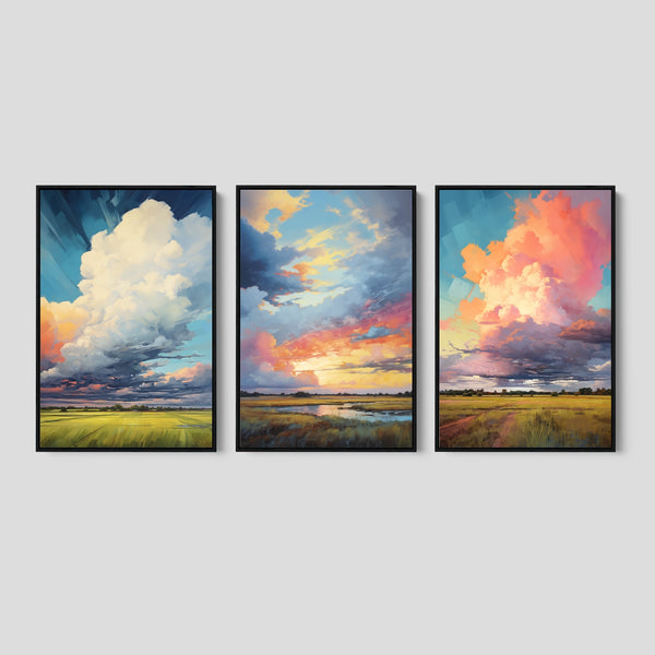 Western Landscape Artwork Set in vibrant colors.