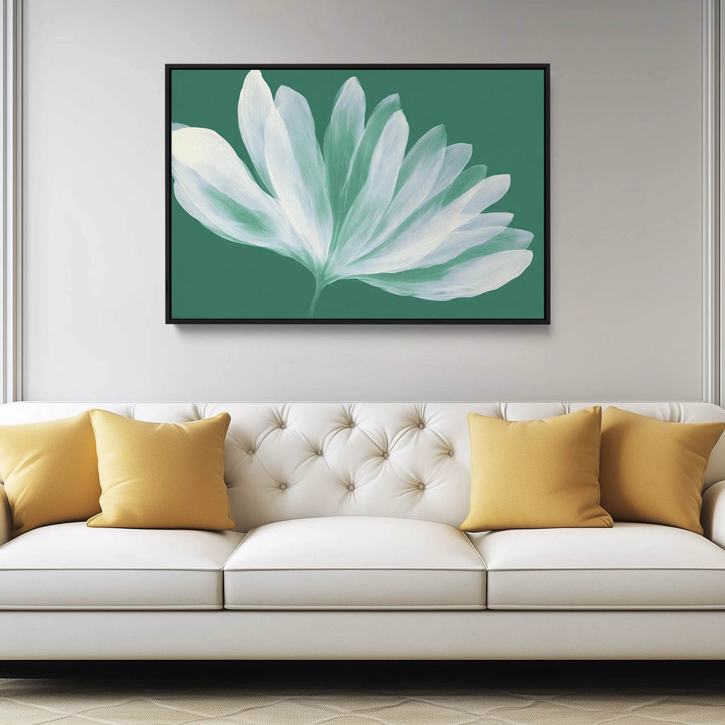 A Large Floral Wall Decor in Green and White.