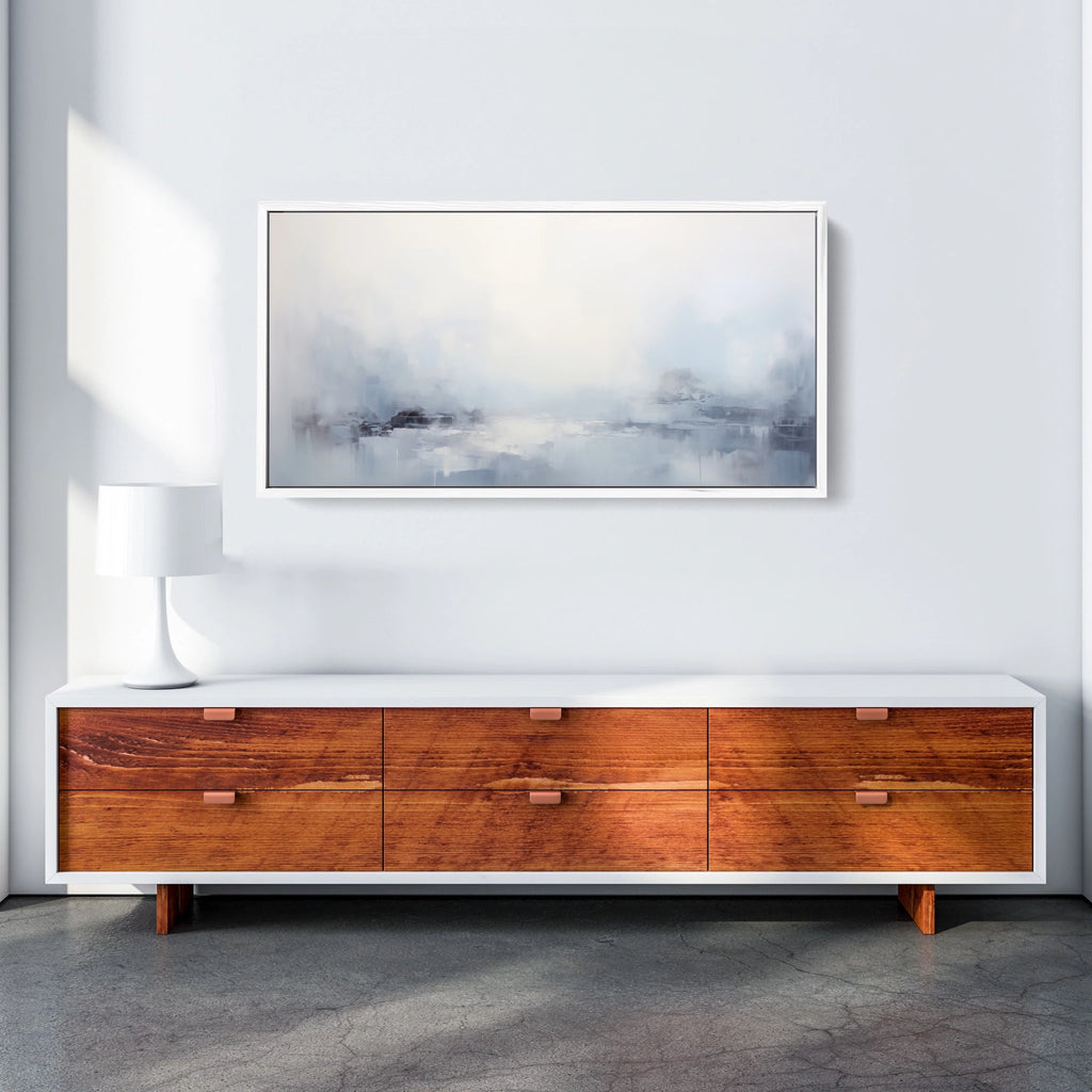 Neutral Abstract Artwork in Soft Blue & Grey.