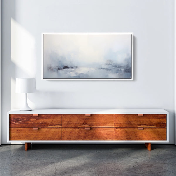 Neutral Abstract Artwork in Soft Blue & Grey.