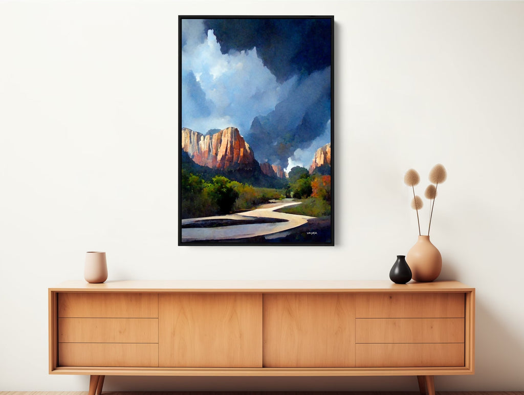 A Zion National Park artwork on fine art paper or canvas, framed or unframed.