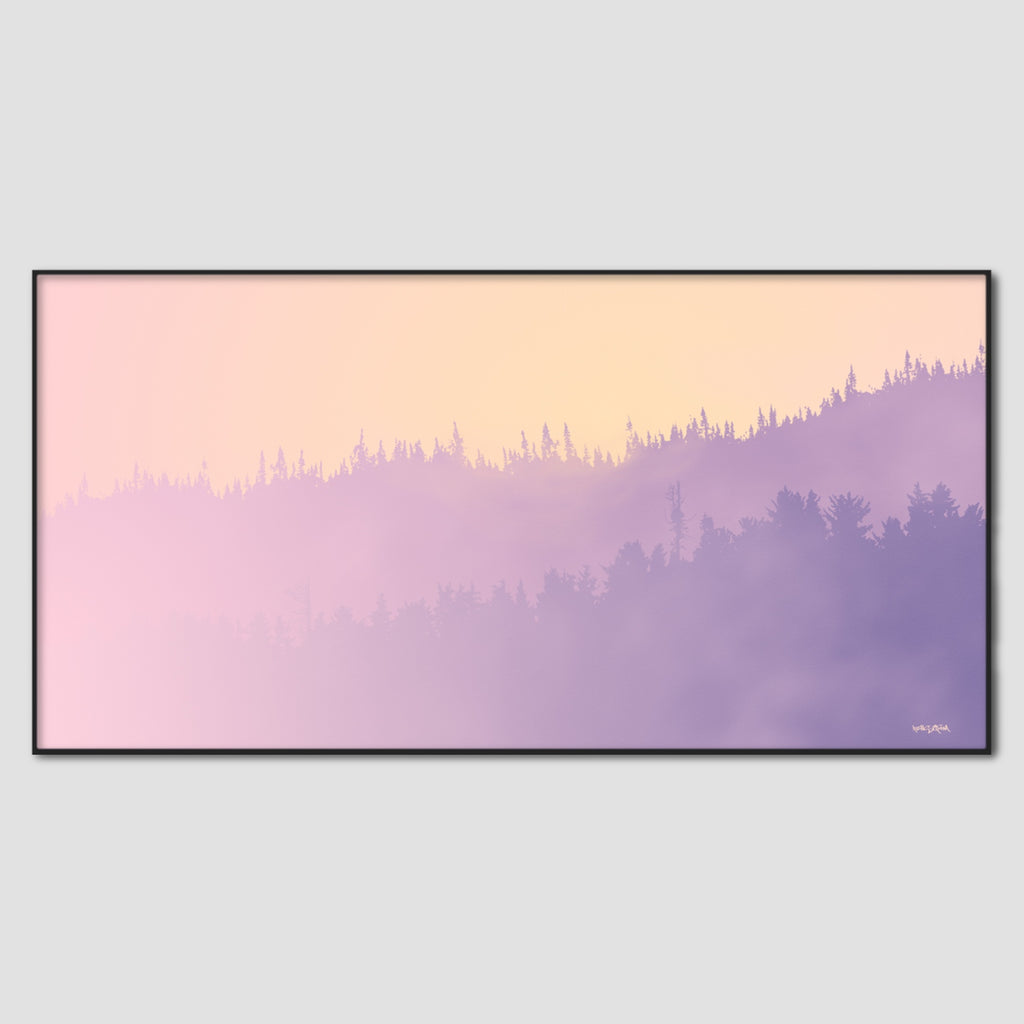 Coastal Sunrise Wall Art Print in Lavender and Gold.