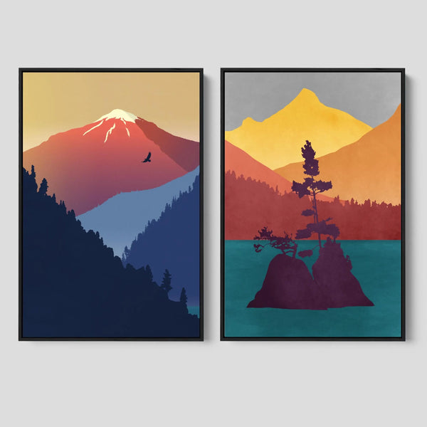 Modern Nature Wall Decor Set in Rich Warm Colors.