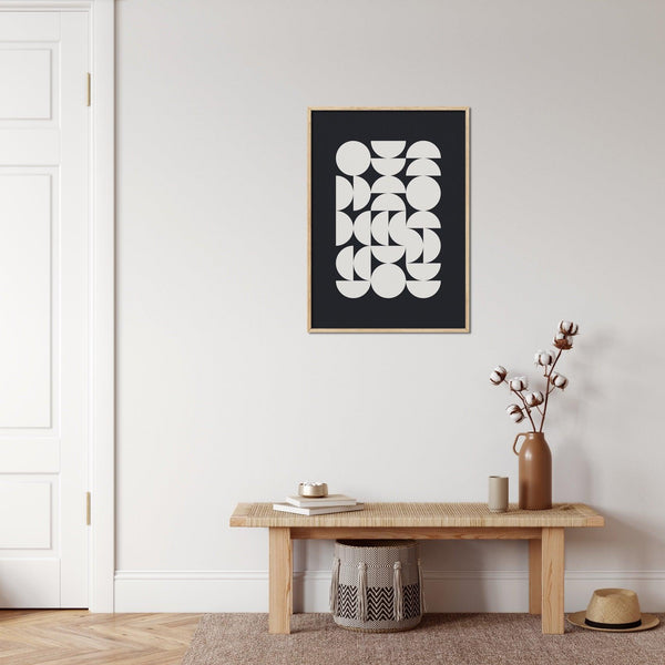 Mid century modern geometric abstract canvas print in neutral colors. 