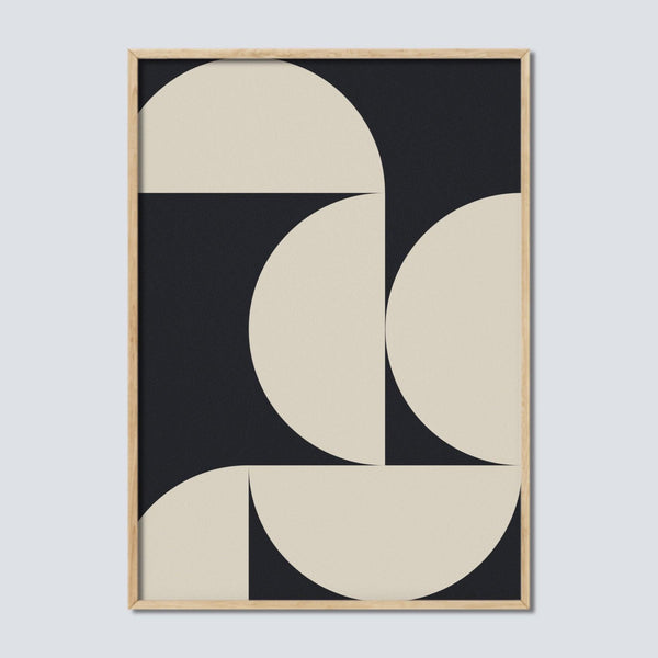 Geometric Wall Art Print in Cream and Black