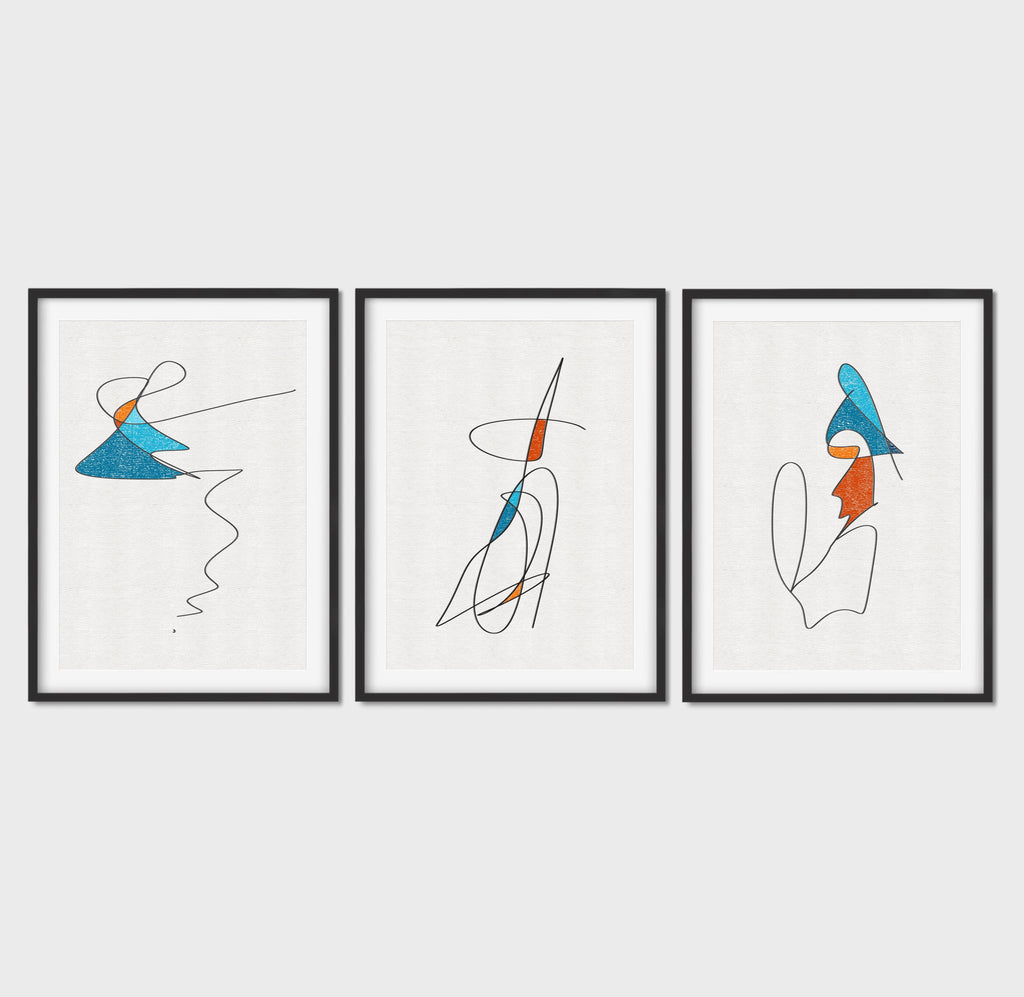 Mid Century Modern Line Art Set