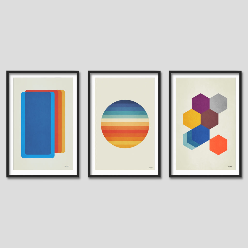 Mid Century Abstract Wall Art in Vibrant Colors.