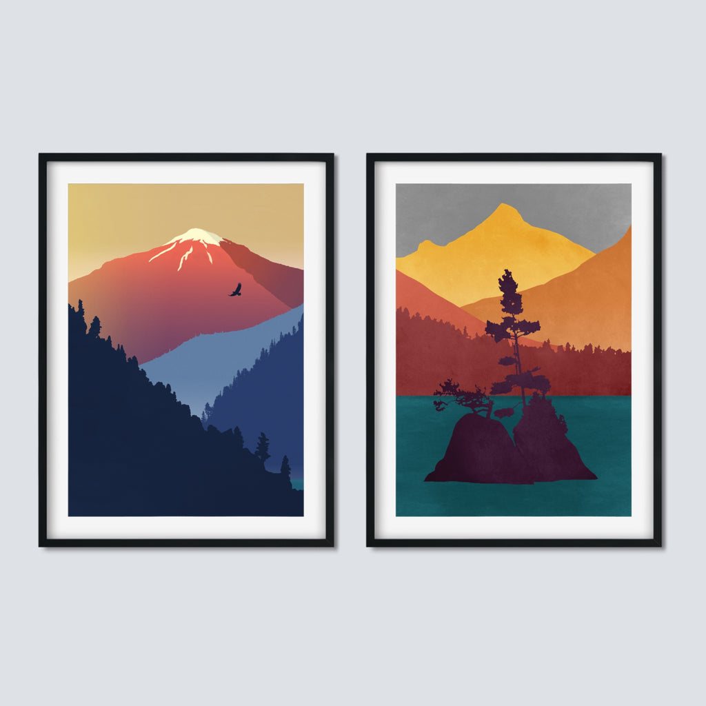 Modern Nature Wall Decor Set in Rich Warm Colors.