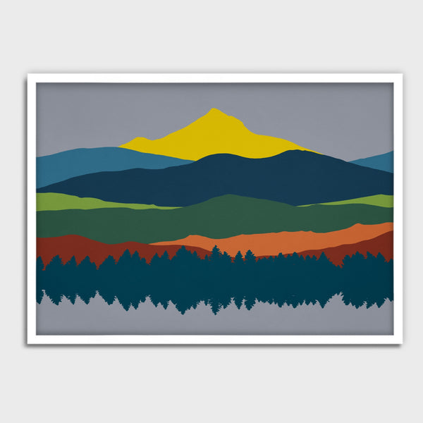 An abstract Mt Hood landscape canvas art print. 