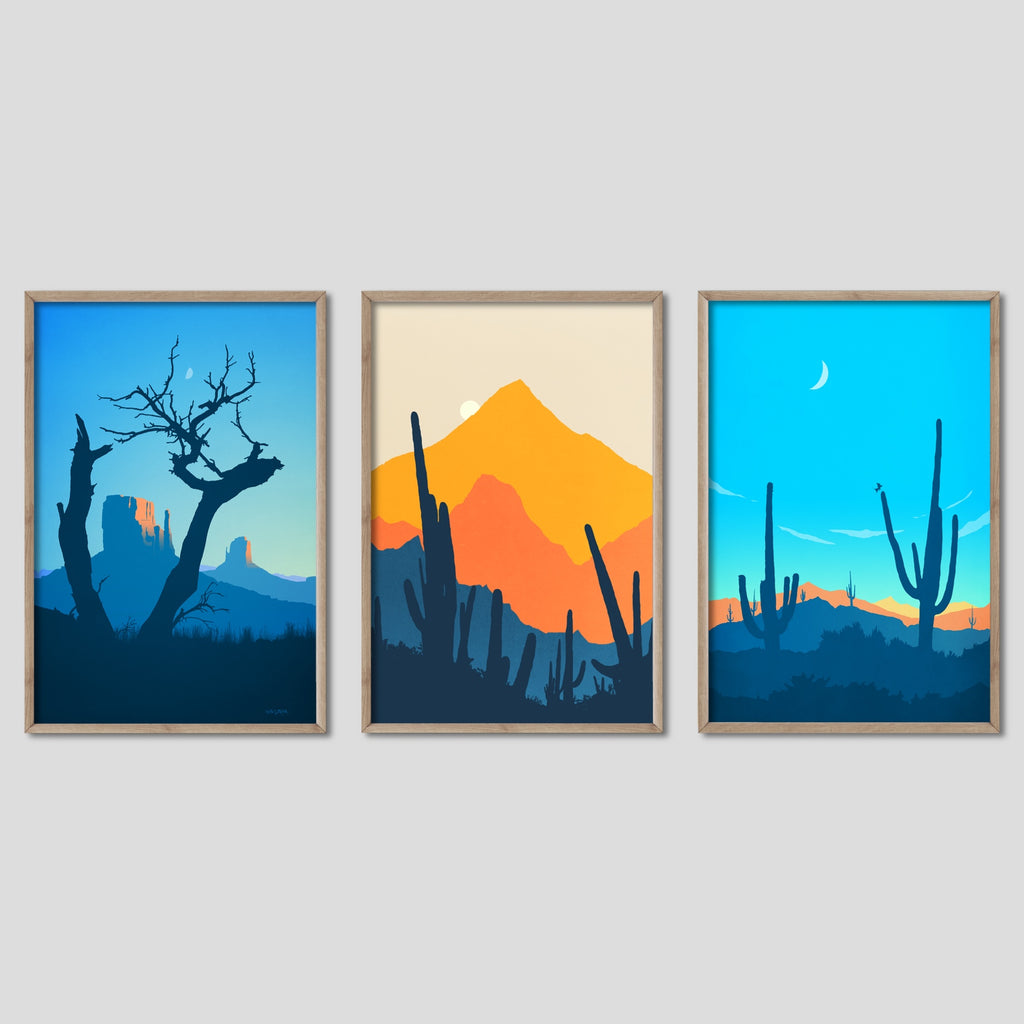 Modern Desert Landscape Print Set in Vibrant Colors