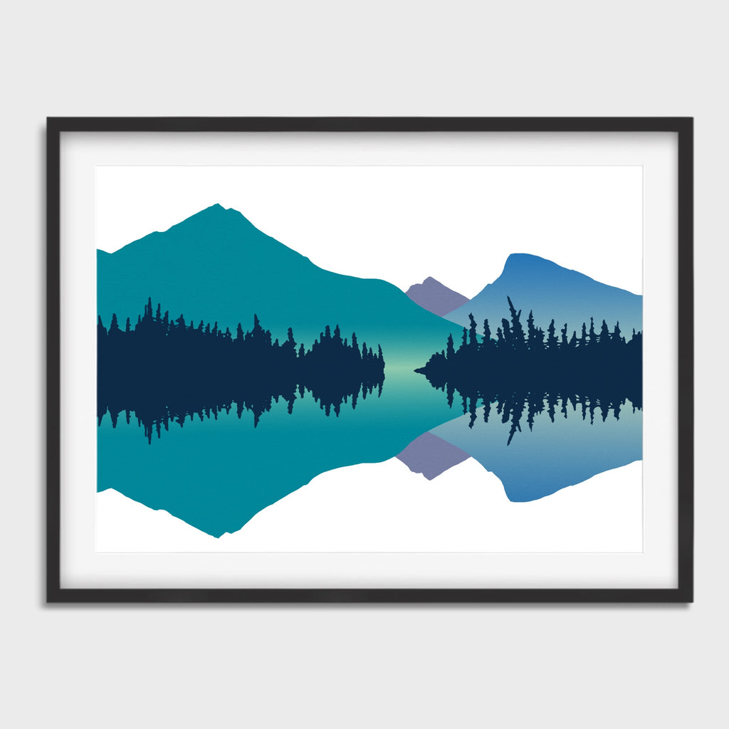 Lake Eternity Wall Art for Home in green and blue.