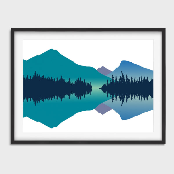 Lake Eternity Wall Art for Home in green and blue.